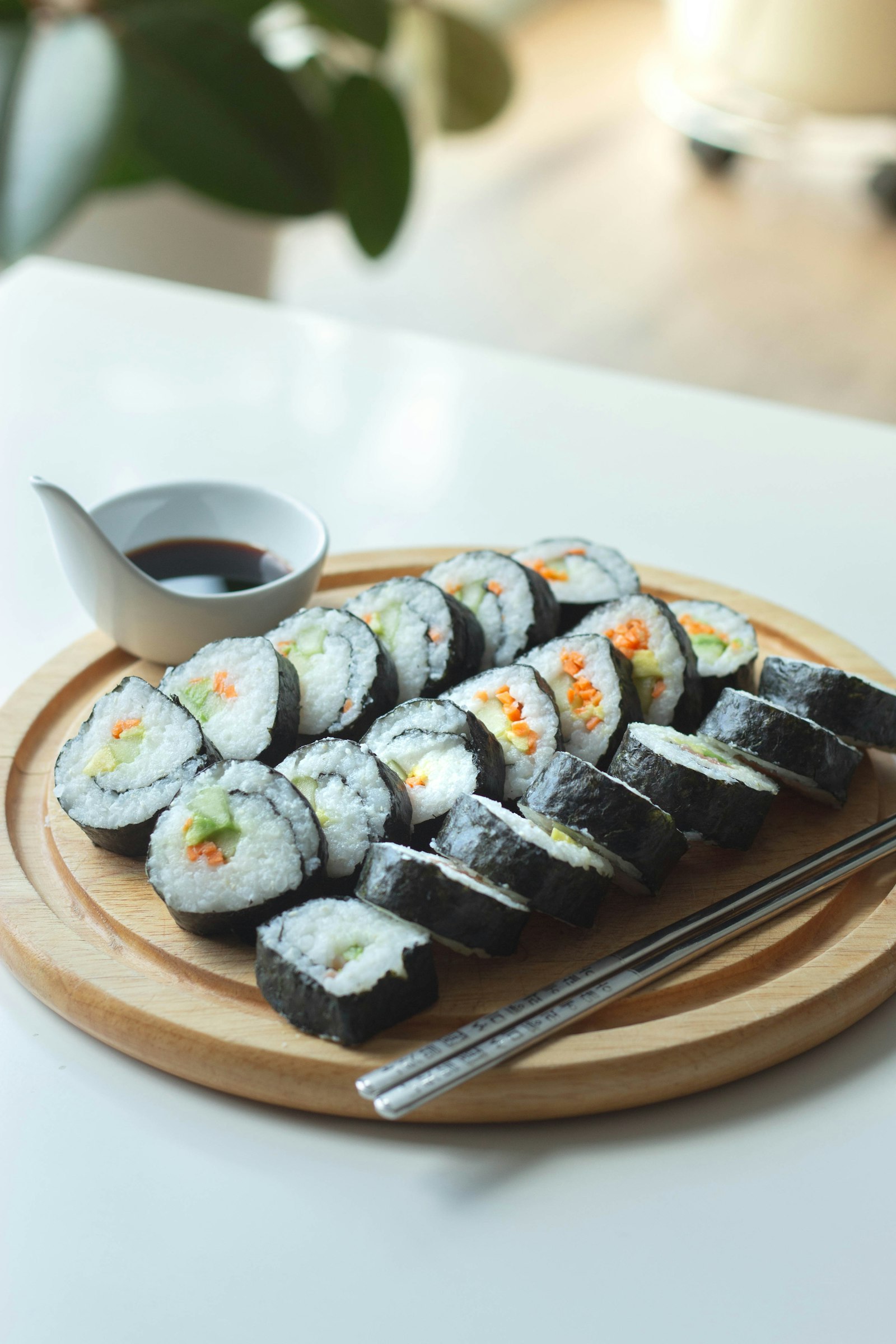A single piece of nigiri, just placed